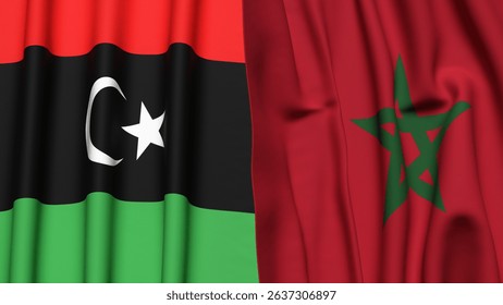 Flags of LIBYA and MOROCCO