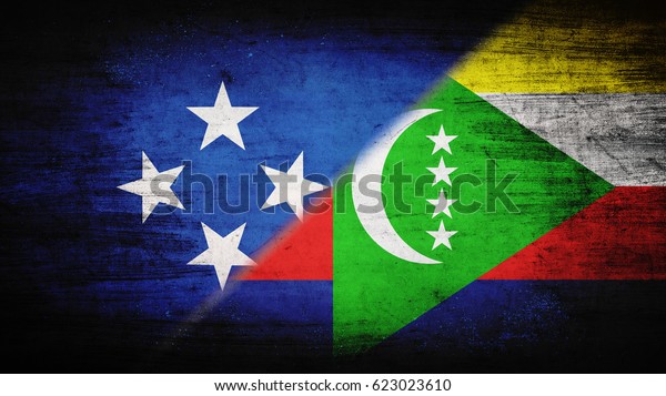 Flags\
of Micronesia and Comoro Islands divided\
diagonally