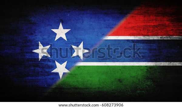 Flags of\
Micronesia and Gambia divided\
diagonally