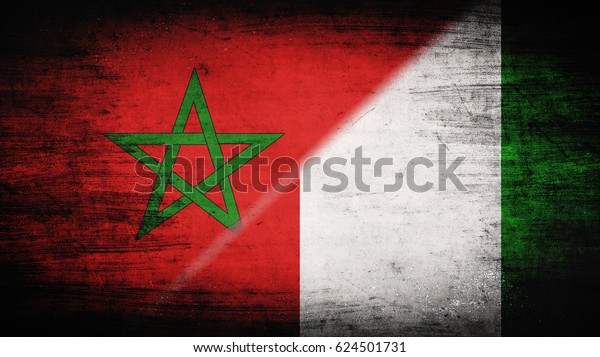 Flags of\
Morocco and Ivory Coast divided\
diagonally