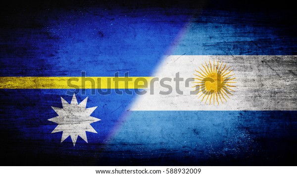 Flags of Nauru\
and Argentina divided\
diagonally