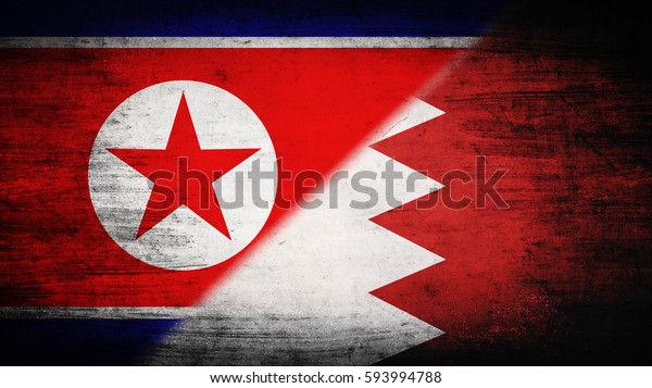Flags of\
North Korea and Bahrain divided\
diagonally
