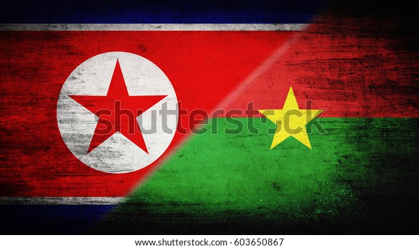 Flags\
of North Korea and Burkina Faso divided\
diagonally