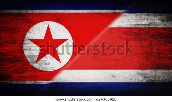 Flags of\
North Korea and Costa Rica divided\
diagonally