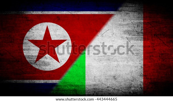 Flags of
North Korea and Italy divided
diagonally