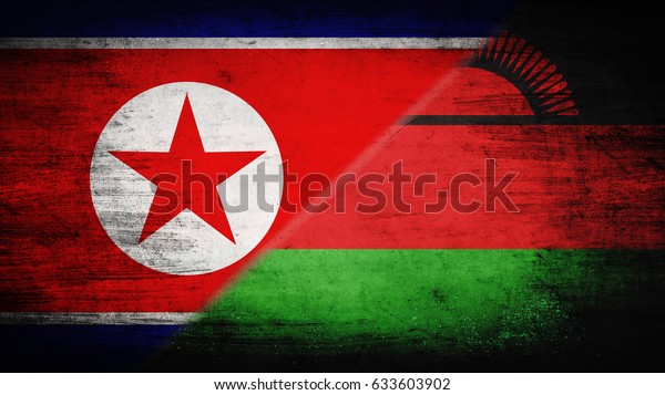 Flags of\
North Korea and Malawi divided\
diagonally