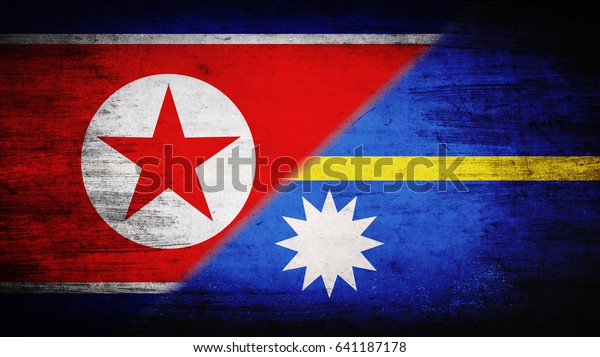 Flags of\
North Korea and Nauru divided\
diagonally