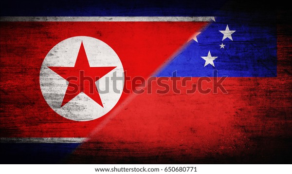 Flags of\
North Korea and Samoa divided\
diagonally