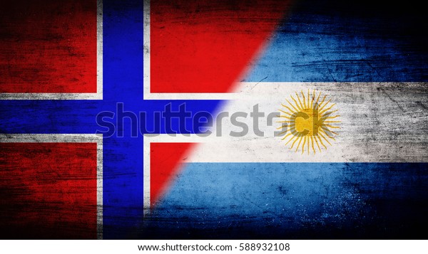 Flags of\
Norway and Argentina divided\
diagonally