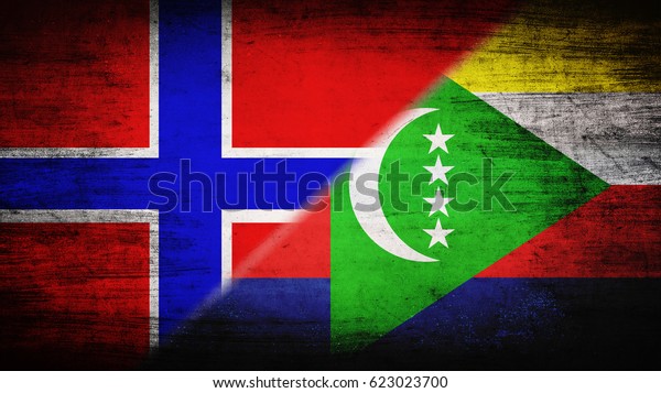 Flags of\
Norway and Comoro Islands divided\
diagonally