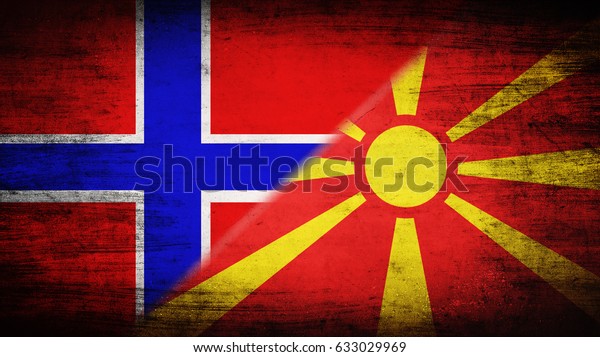Flags of\
Norway and Macedonia divided\
diagonally