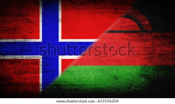 Flags of Norway\
and Malawi divided\
diagonally