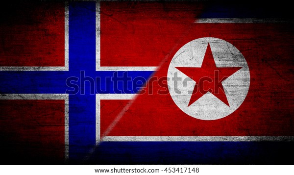 Flags of\
Norway and North Korea divided\
diagonally
