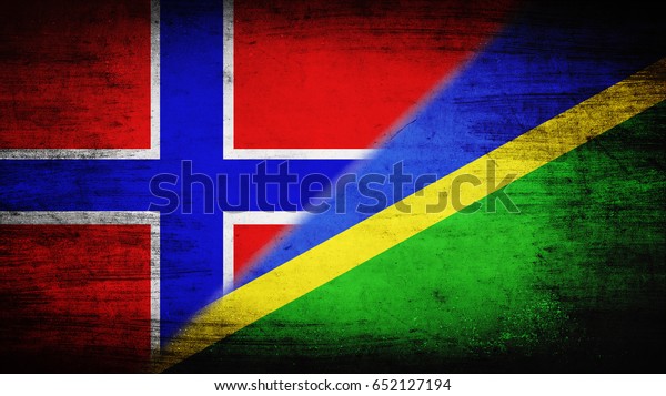 Flags of\
Norway and Solomon Islands divided\
diagonally