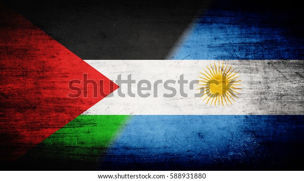 Flags of\
Palestine and Argentina divided\
diagonally