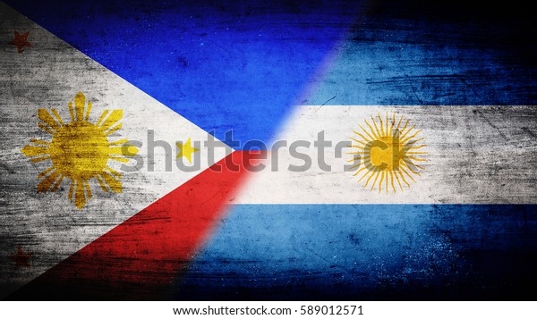 Flags of\
Philippines and Argentina divided\
diagonally