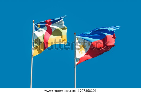 Flags of Philippines and CAR Central African Republic.\
3D artwork  