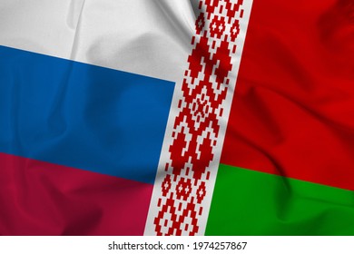 flags of russia and belarus. relations between Russia and the Republic of Belarus. 3d render