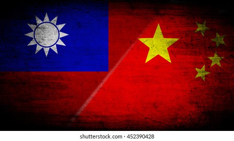 Flags Of Taiwan And China Divided Diagonally