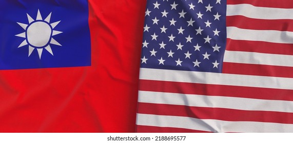 Flags Taiwan Usa Linen Flags Closeup Stock Illustration 2188695577 ...