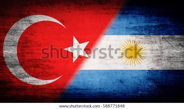 Flags of\
Turkey and Argentina divided\
diagonally