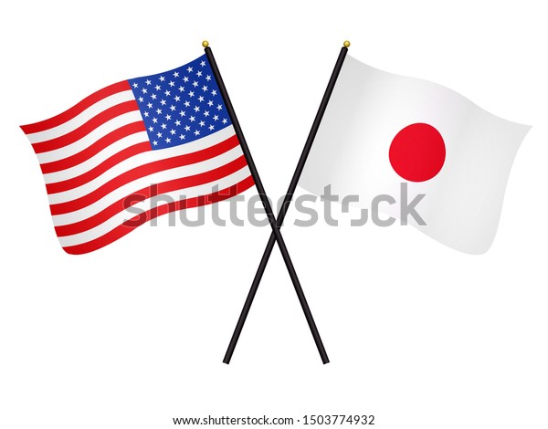 Flags United States America Japan Isolated Stock Illustration ...