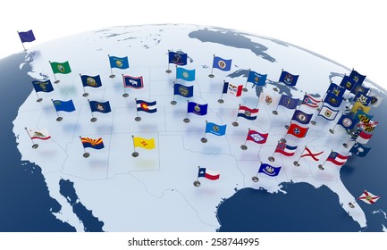 Flags of the U.S. states on American continent