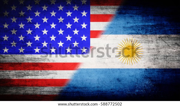 Flags of USA and\
Argentina divided\
diagonally