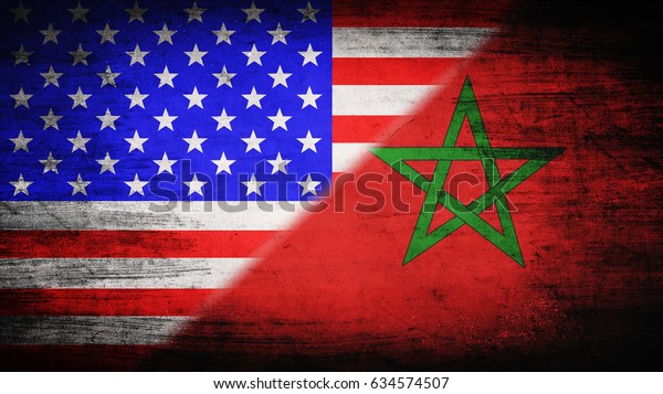 Flags of USA and\
Morocco divided\
diagonally