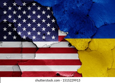 flags of USA and Ukraine painted on cracked wall - Shutterstock ID 1515229913