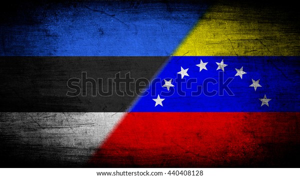 Flags of\
Venezuela and Estonia divided\
diagonally