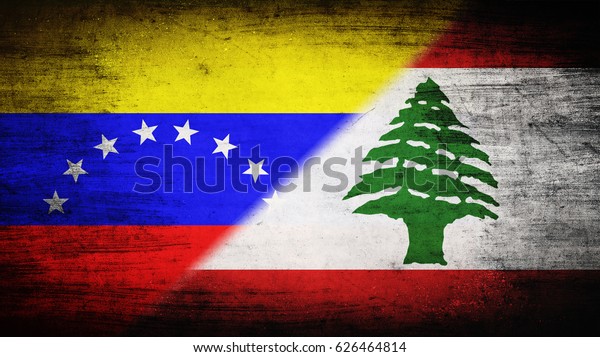 Flags of\
Venezuela and Lebanon divided\
diagonally