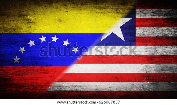 Flags of\
Venezuela and Liberia divided\
diagonally