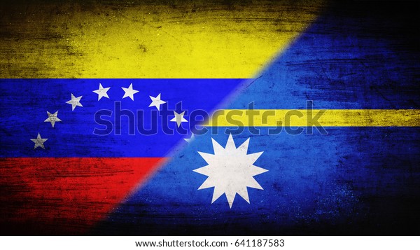 Flags of\
Venezuela and Nauru divided\
diagonally