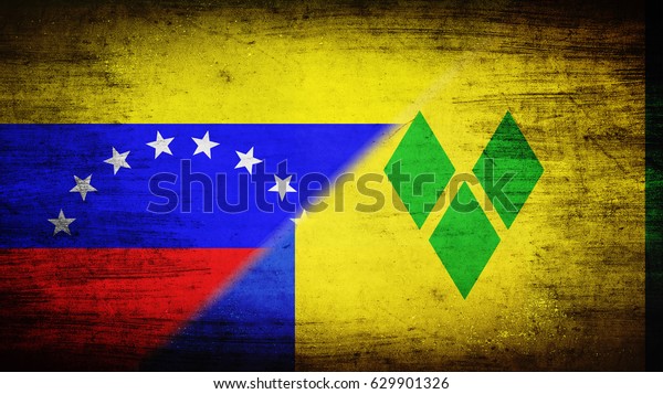 Flags of Venezuela and Saint Vincent and the\
Grenadines divided\
diagonally
