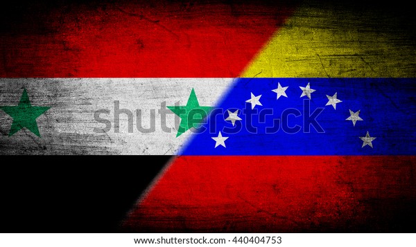 Flags of\
Venezuela and Syria divided\
diagonally