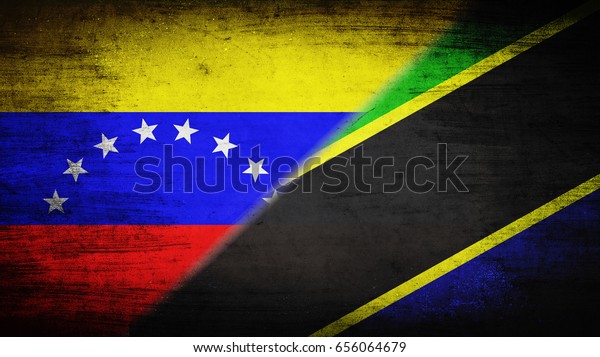 Flags of\
Venezuela and Tanzania divided\
diagonally