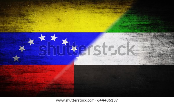 Flags of Venezuela and United Arab Emirates\
divided diagonally