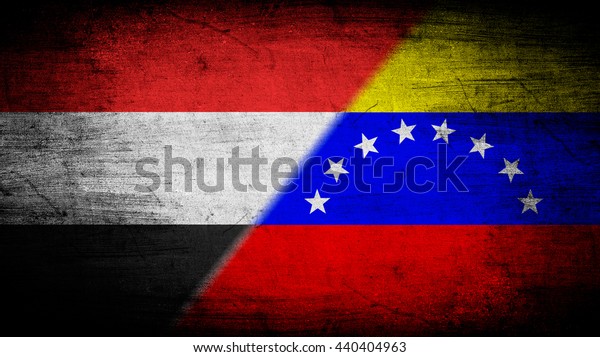 Flags of\
Venezuela and Yemen divided\
diagonally