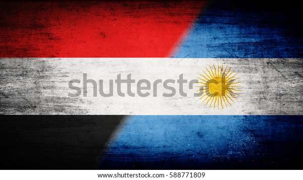 Flags of Yemen\
and Argentina divided\
diagonally