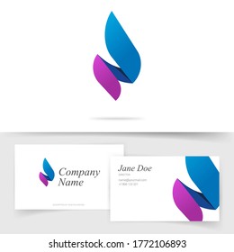 Flame Candle Logo As Abstract Spear Blue Violet Color Fire Energy Logotype Business Visiting Card Template Design, Gradient Ignite Concept Or Hearing Plumbing Geometric Burning Symbol Image