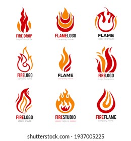 Flame logo. Burning fire graphic symbols for business identity collection