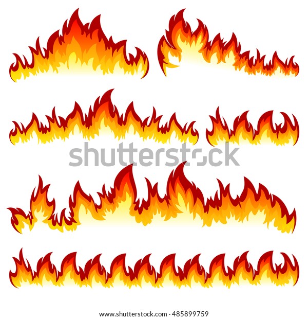 Flames Different Shapes On White Background Stock Illustration ...