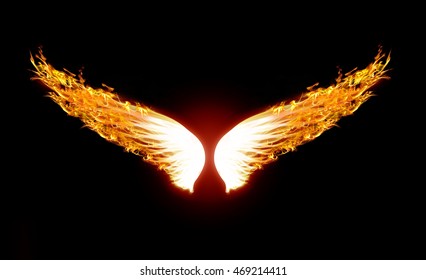 Flames Wings On Black Background Stock Illustration 469214411 ...