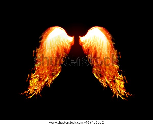 Flames Wings On Black Background Stock Illustration 469456052