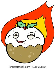 Flaming Christmas Pudding Cartoon