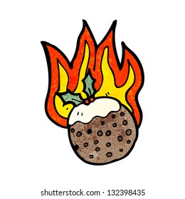 Flaming Christmas Pudding Cartoon