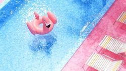 Flamingo Float Around Swimming Pool, Vaporwave Aesthetic