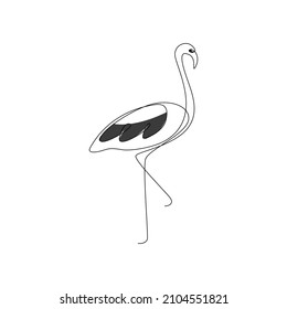 Flamingo Line Drawing Logo. Decorative Element. Animal Silhouette