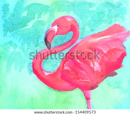 Flamingo  watercolor sketch
